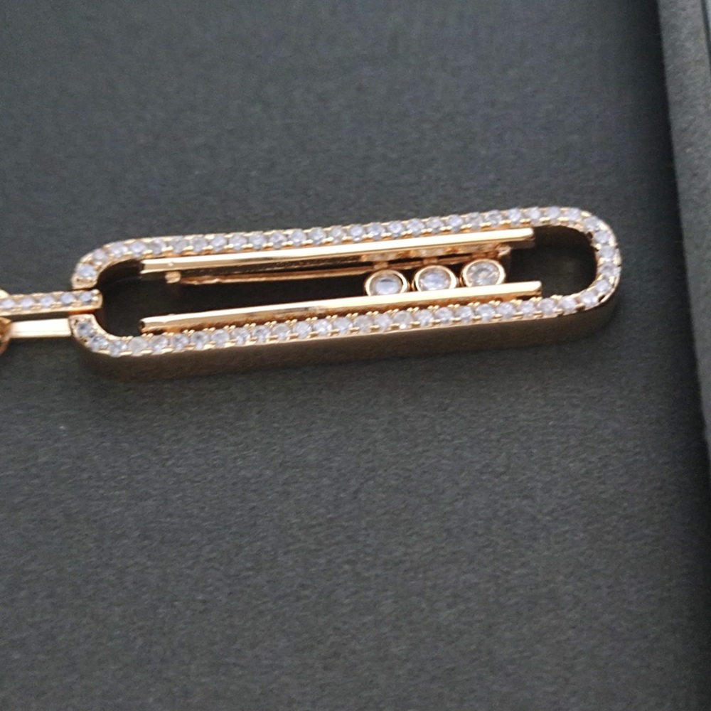 Messika Rose Gold Paperclip Pendant with Pavé Diamonds - Picture 6 of 8